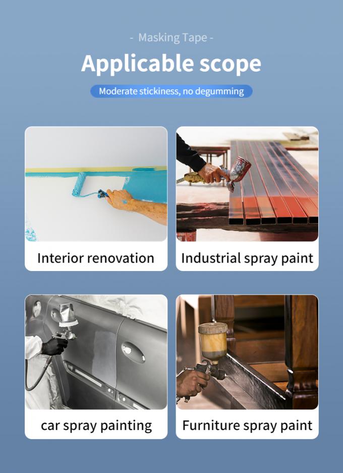 3 Colors 18MM Green Automotive Masking Tape Hot Melt Silicone Adhesive