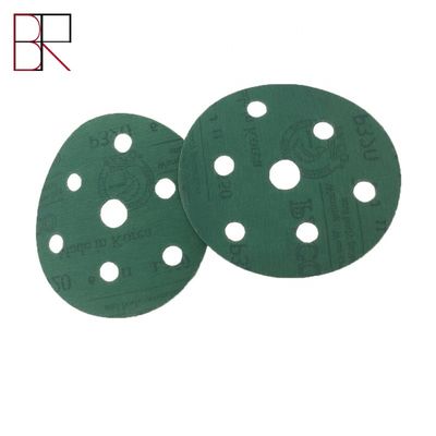 Green Round 5'' Adhesive Backed Sandpaper Sheets For Grinding