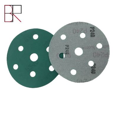 Green Round 5'' Adhesive Backed Sandpaper Sheets For Grinding