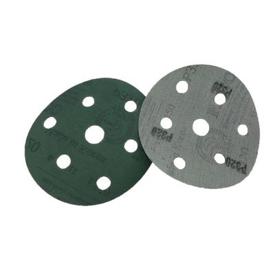 Green Round 5'' Adhesive Backed Sandpaper Sheets For Grinding